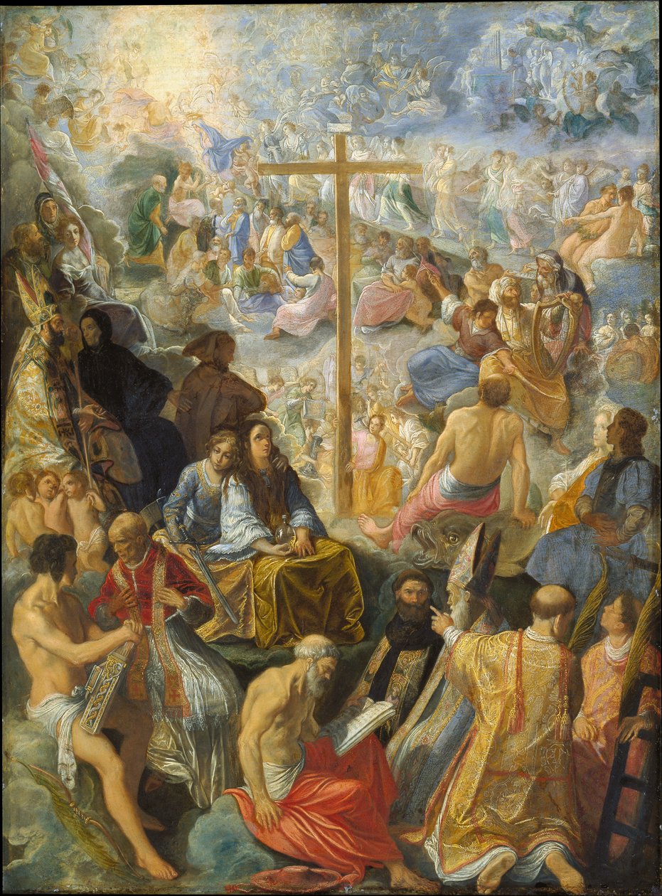Ołtarz frankfurcki przedstawiający Podniesienie Krzyża Świętego autorstwa Adam Elsheimer