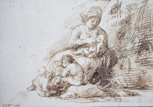 Kobieta karmiąca piersią autorstwa Adam Elsheimer