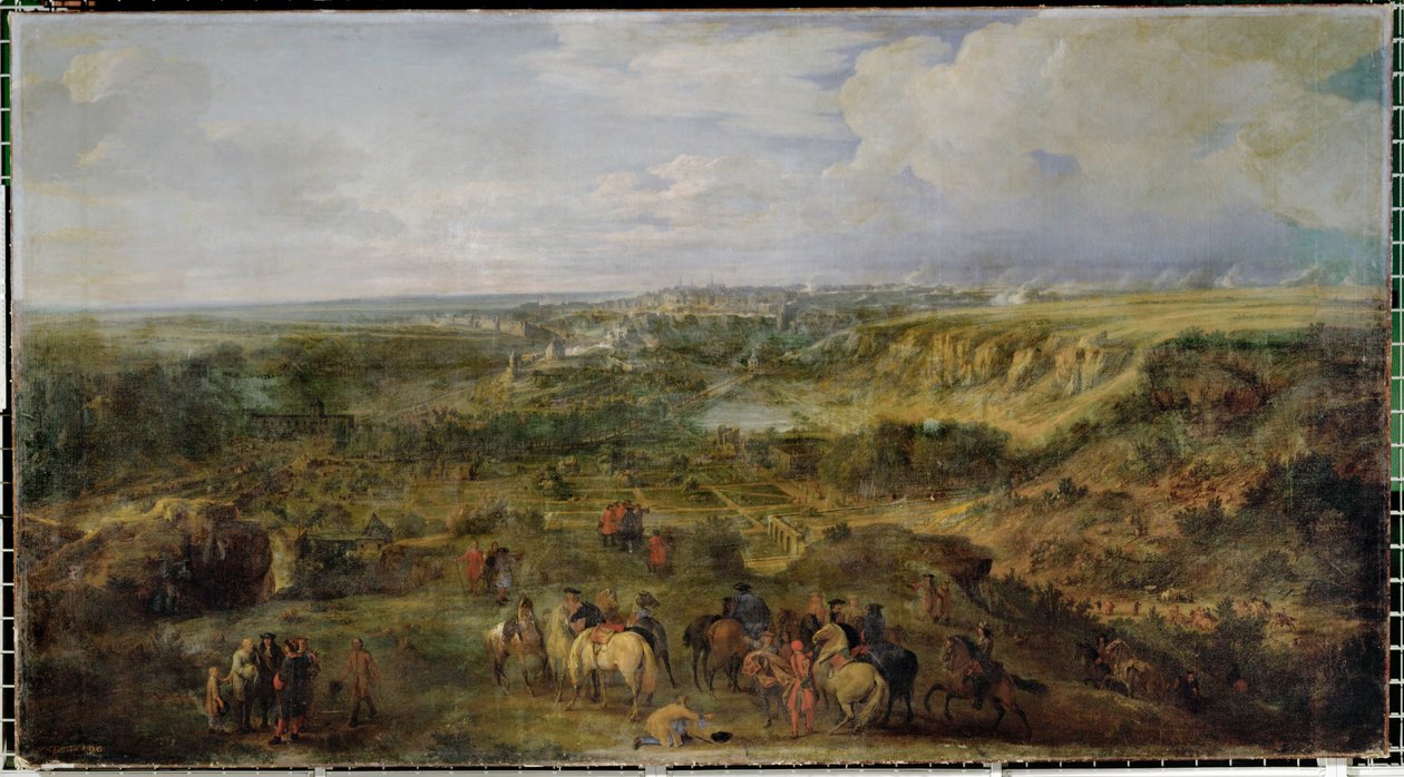 Widok na miasto Luksemburg z łaźni Mansfeld ... autorstwa Adam Frans van der (circle of) Meulen