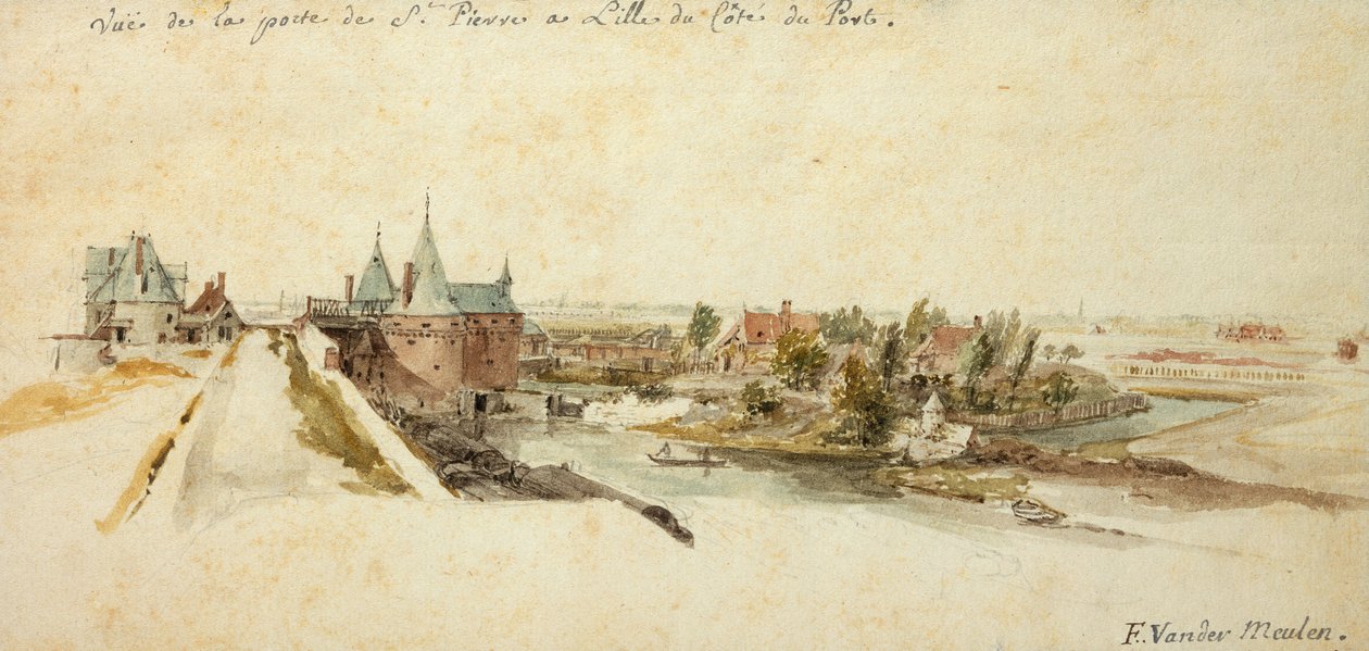 Widok na Porte Saint-Pierre w Lille autorstwa Adam Frans van der Meulen