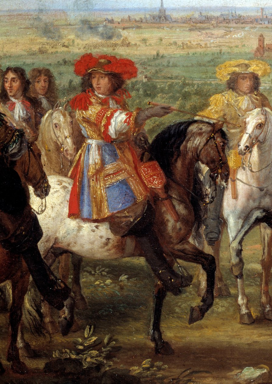 Król Ludwik XIV przed przeoryszą Piątek w siedzibie Lille w sierpniu 1667 Szczegół przedstawiający króla. Obraz Adama Van der Meulena (1632-1690) (ec.flam.) 1667 nd. 0,52x0,8 m² autorstwa Adam Frans van der Meulen