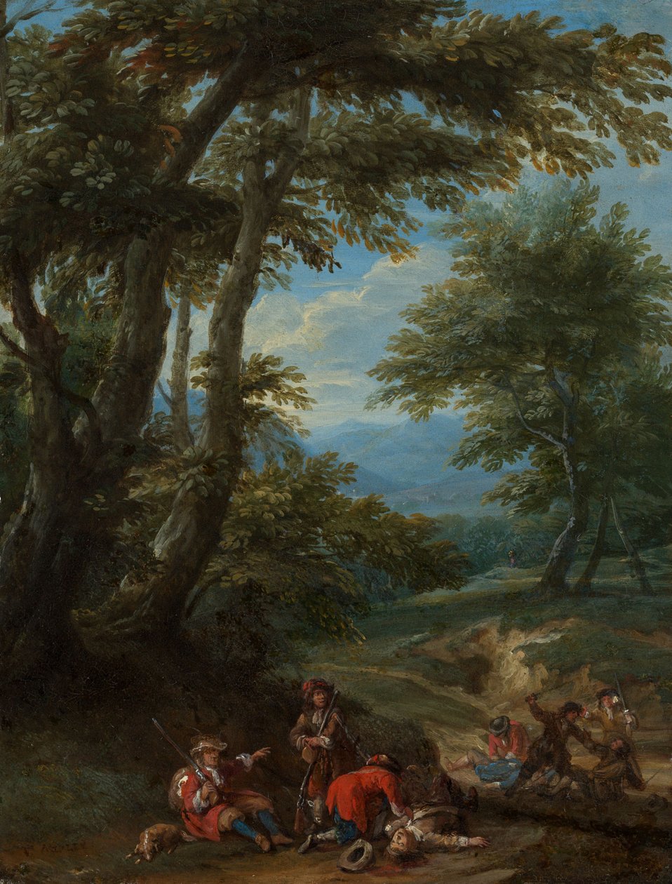 Krajobraz z napadem autorstwa Adam Frans van der Meulen