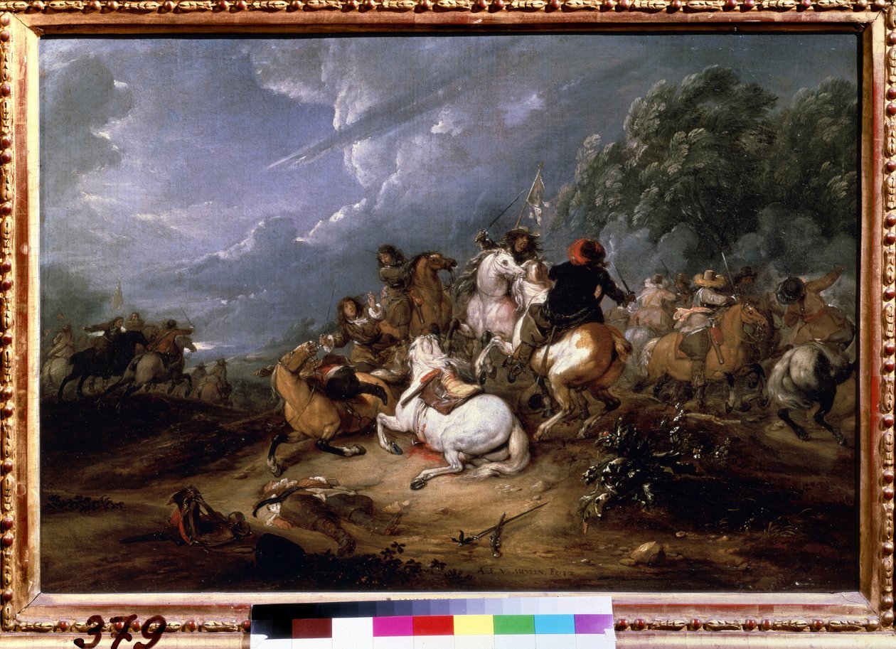 „Potyczka” (Potyczka kawalerii) Obraz Adama Fransa van der Meulena (1632-1690) 1660 Muzeum Puszkina, Moskwa autorstwa Adam Frans van der Meulen