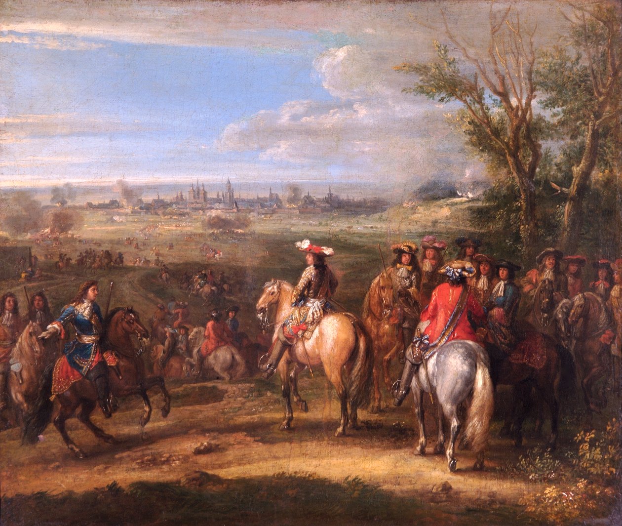 Ludwik XIV podczas oblężenia, ok. 1678 r. (olej na płótnie) autorstwa Adam Frans van der Meulen