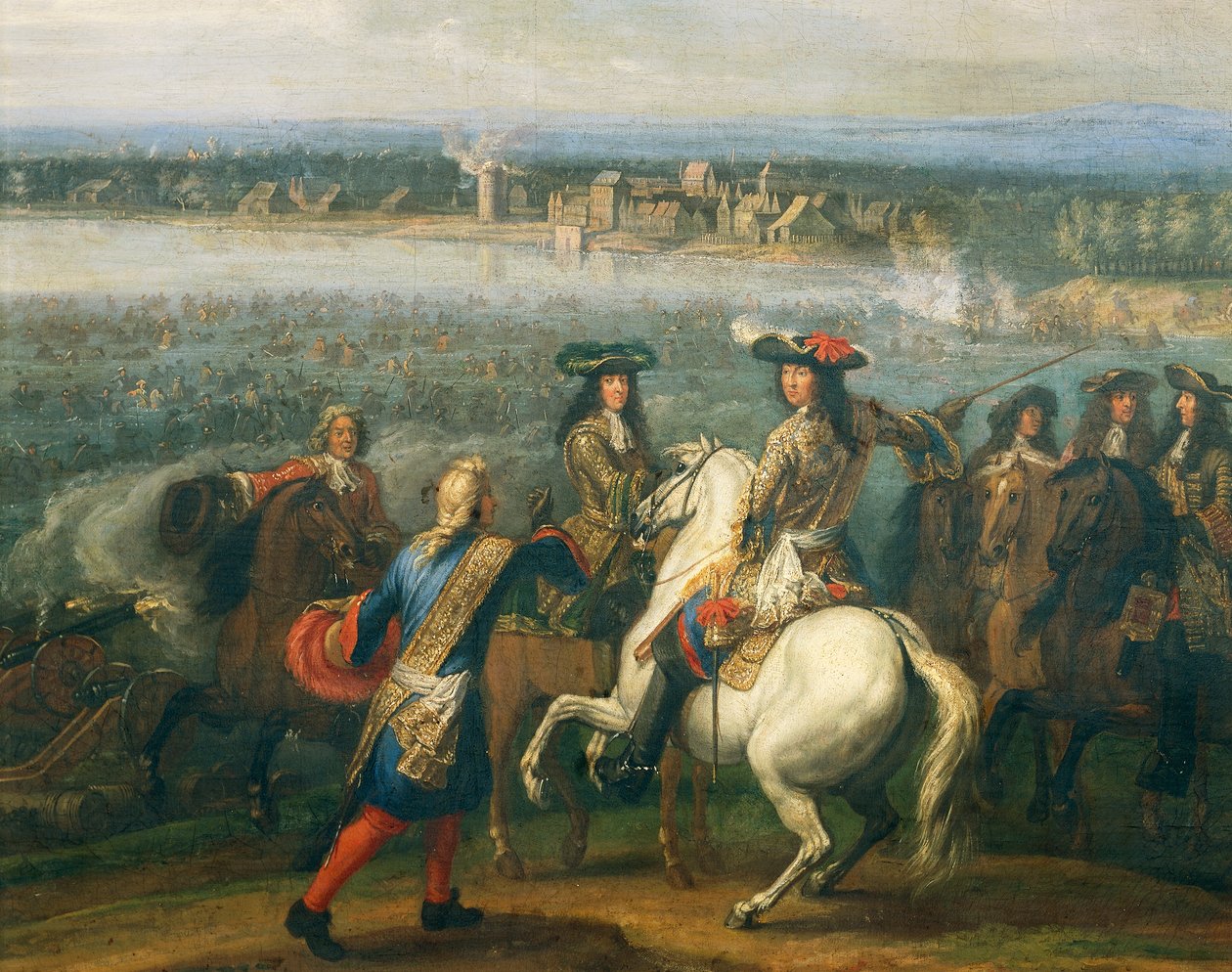 Ludwik XIV na koniu, detal od przeprawy przez Ren w 1672 r., Adam Frans van der Meulen (1632-1690), olej na płótnie, 77x109 cm, Francja autorstwa Adam Frans van der Meulen