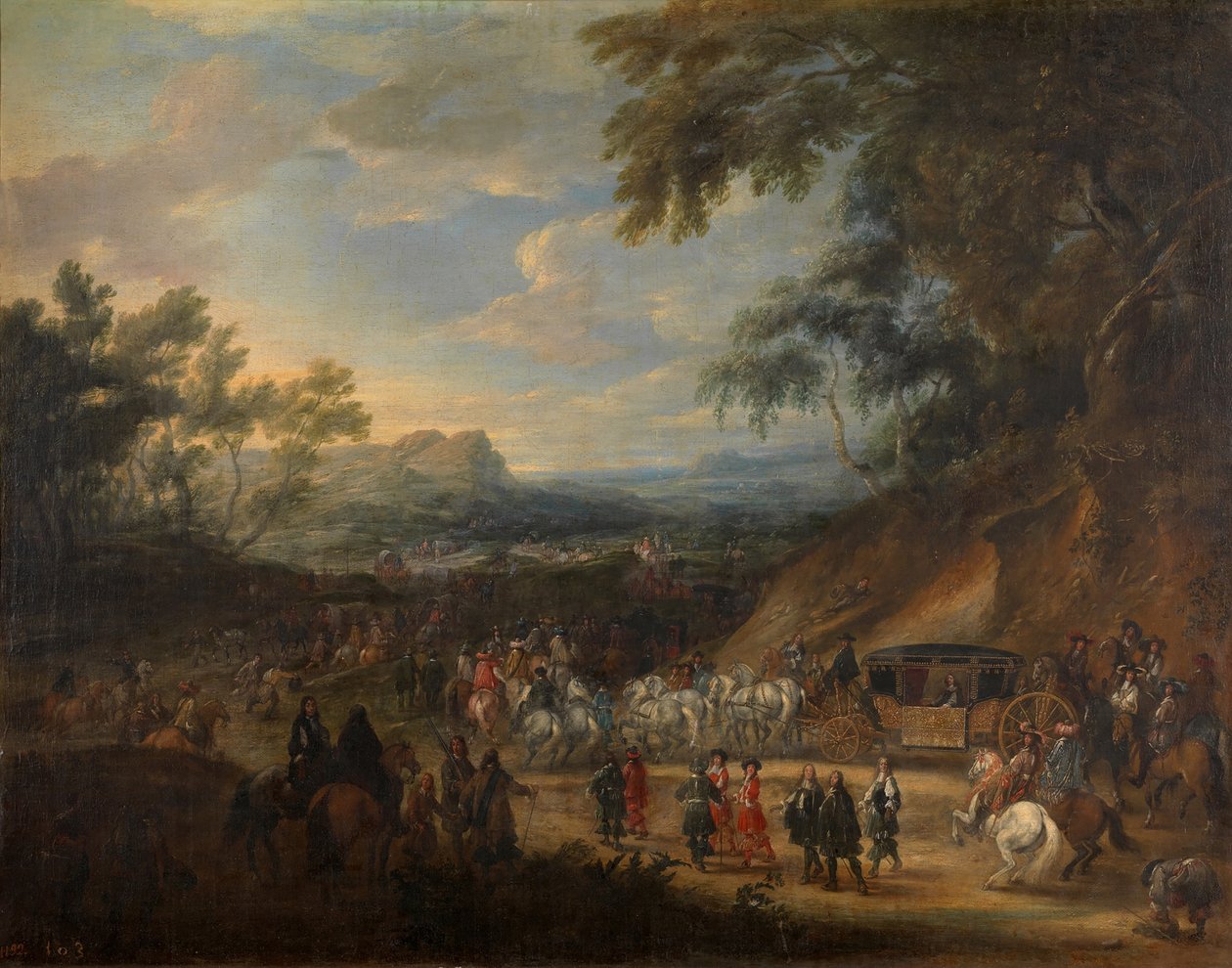 Luis de Benavides Carrillo, markiz Caracena i jego orszak autorstwa Adam Frans van der Meulen