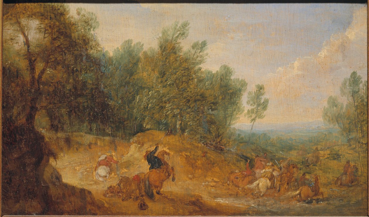Reiter an einer Furt angegriffen autorstwa Adam Frans van der Meulen