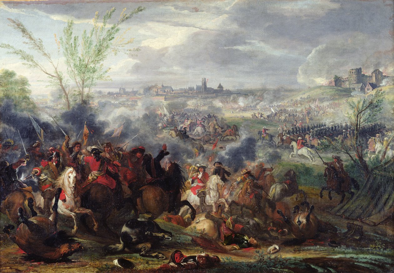 Studiuj przed oblężeniem flamandzkiego miasta autorstwa Adam Frans van der Meulen