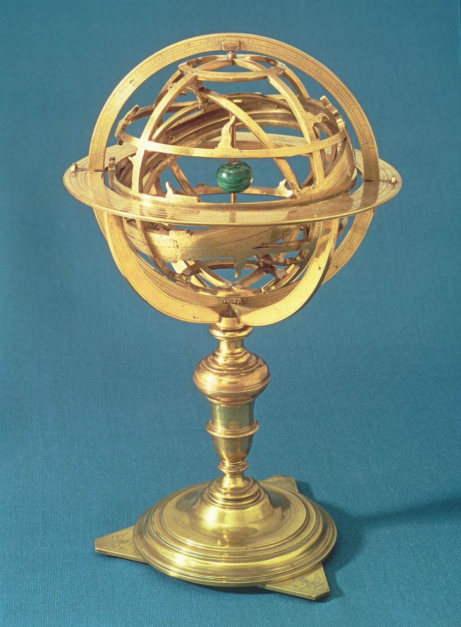 Sfera armilarna wykonana w systemie ptolemejskim, Rzym, 1648 (mosiądz) (patrz także 259557) autorstwa Adam Heroldt