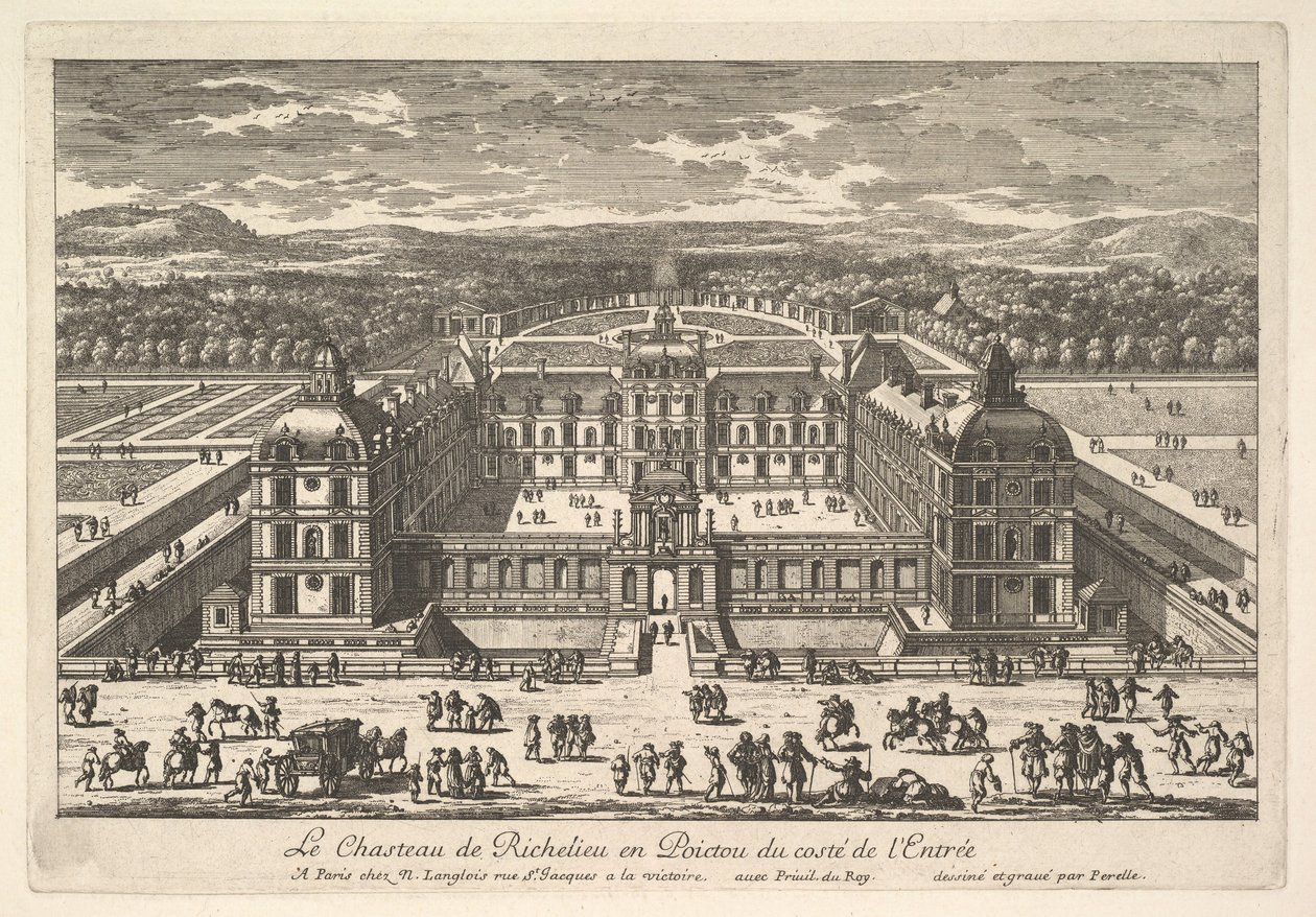 Château de Richelieu en Poictou od strony wejściowej, XVII wiek. autorstwa Adam Perelle