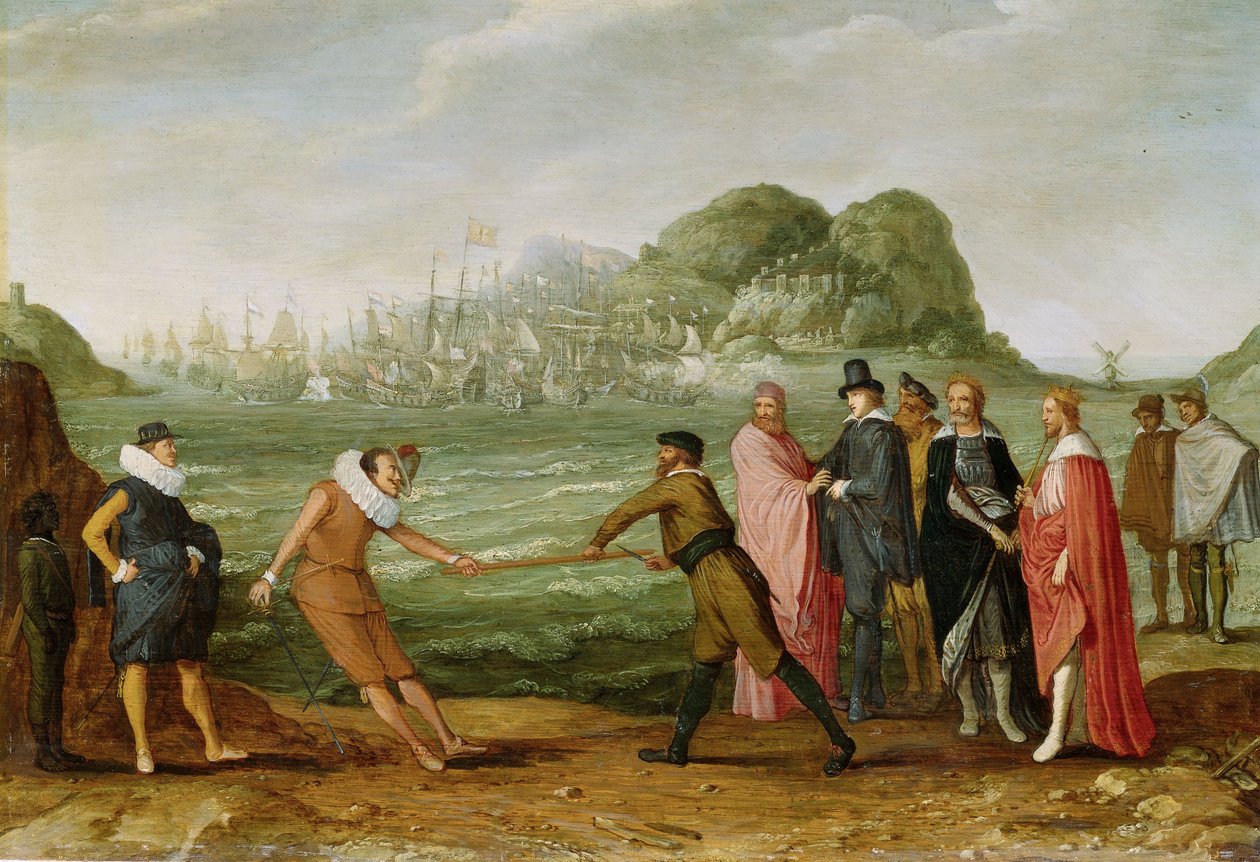 Alegoria zwycięstwa Holendrów nad flotą hiszpańską na Gibraltarze w dniu 25 kwietnia 1607 r., c.1615-30 autorstwa Adam Willaerts