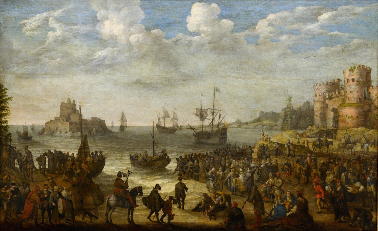 Chrystus nauczający ze statku na Morzu Galilejskim (Lac de Tiberiade) - par Willaerts, Adam (1577-1664). olej na płótnie autorstwa Adam Willaerts