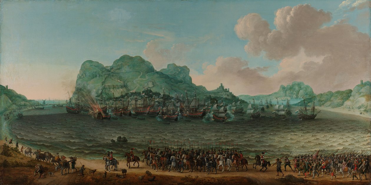 Zwycięstwo nad Hiszpanami w pobliżu Gibraltaru przez flotę dowodzoną przez admirała Jacoba van Heemskercka, 25 kwietnia 1607 autorstwa Adam Willaerts