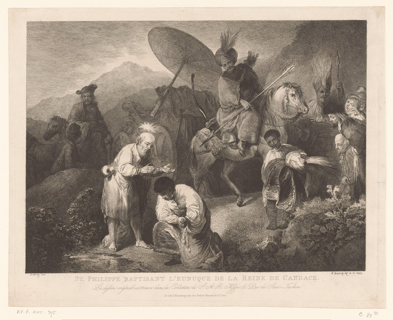De doop van de kamerling door Philippus Św. Filip chrzczący eunucha królowej Candace (tytuł na obiekcie) autorstwa Adam von Bartsch