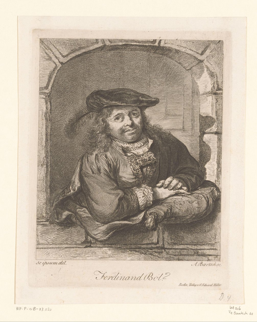 Portret Ferdynanda Bola w oknie autorstwa Adam von Bartsch