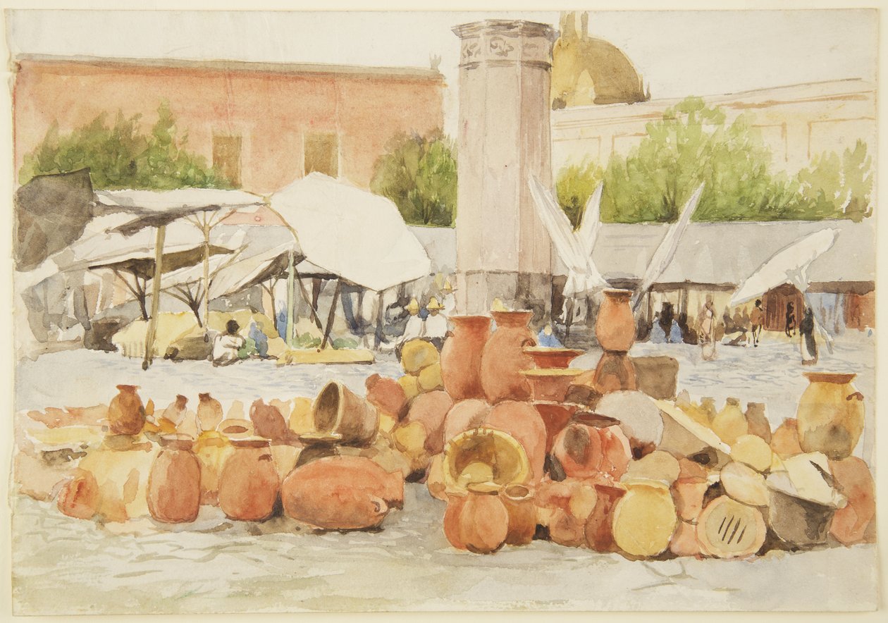 Rynek w Meksyku (akwarela) autorstwa Adela Breton