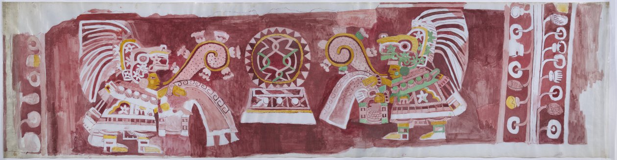 Kopia malowidła ściennego z Casa de Barrios w Teopancaxco, Teotihuacan, stan Meksyk autorstwa Adela Breton