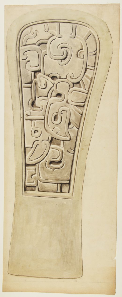 Kamienny relief z Veracruz, Meksyk (akwarela i grafit) autorstwa Adela Breton