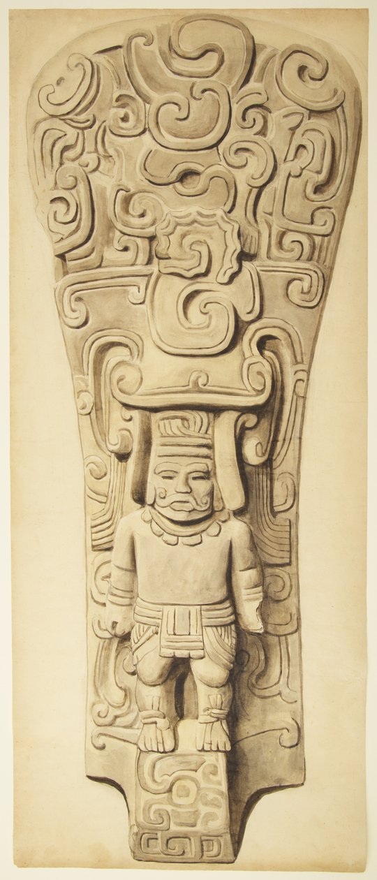 Kamienny relief z Veracruz, Meksyk (akwarela i grafit) autorstwa Adela Breton