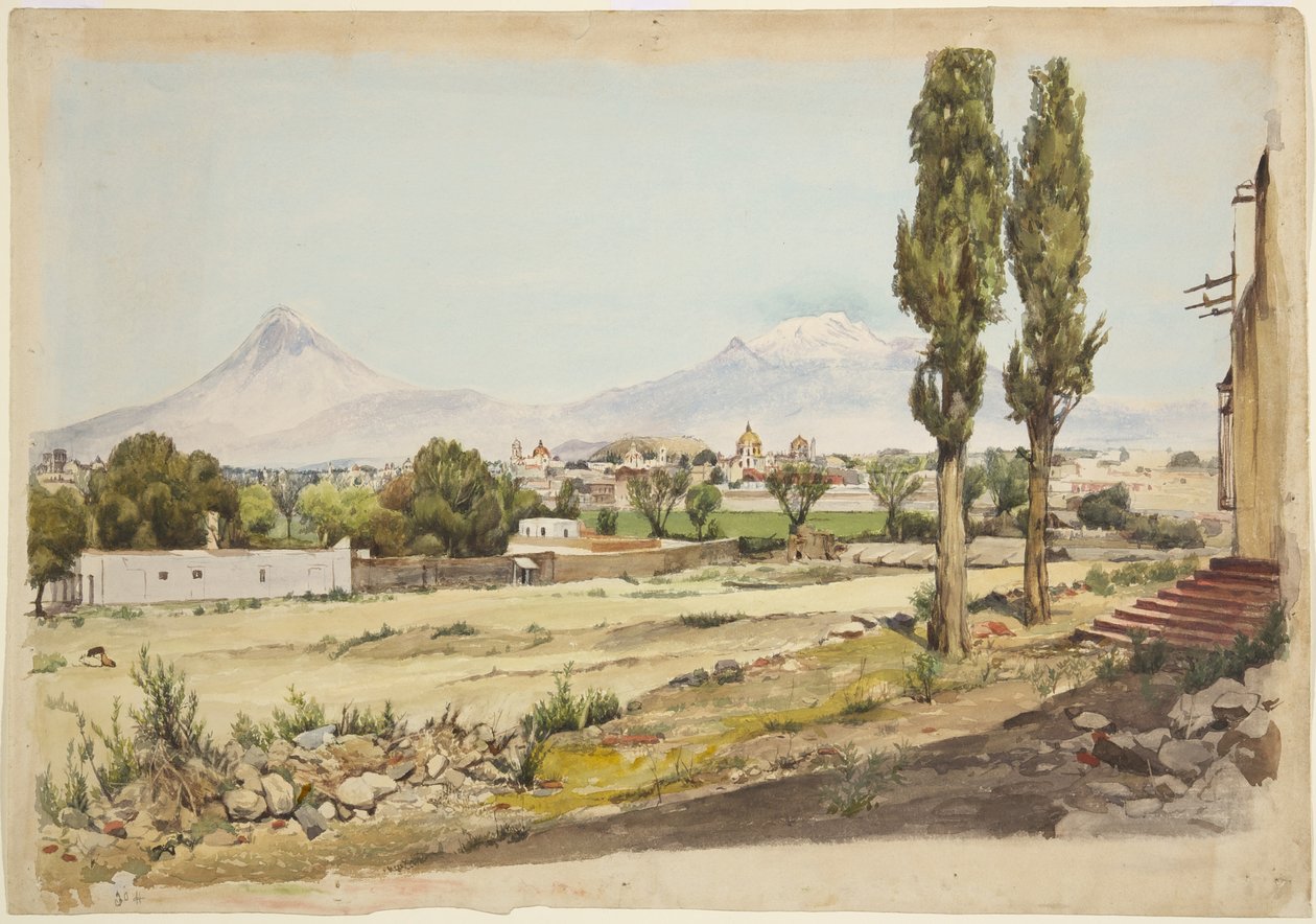 Wulkany Wulkany Popocatépetl i Iztaccihuatl, Puebla, Meksyk (akwarela) autorstwa Adela Breton