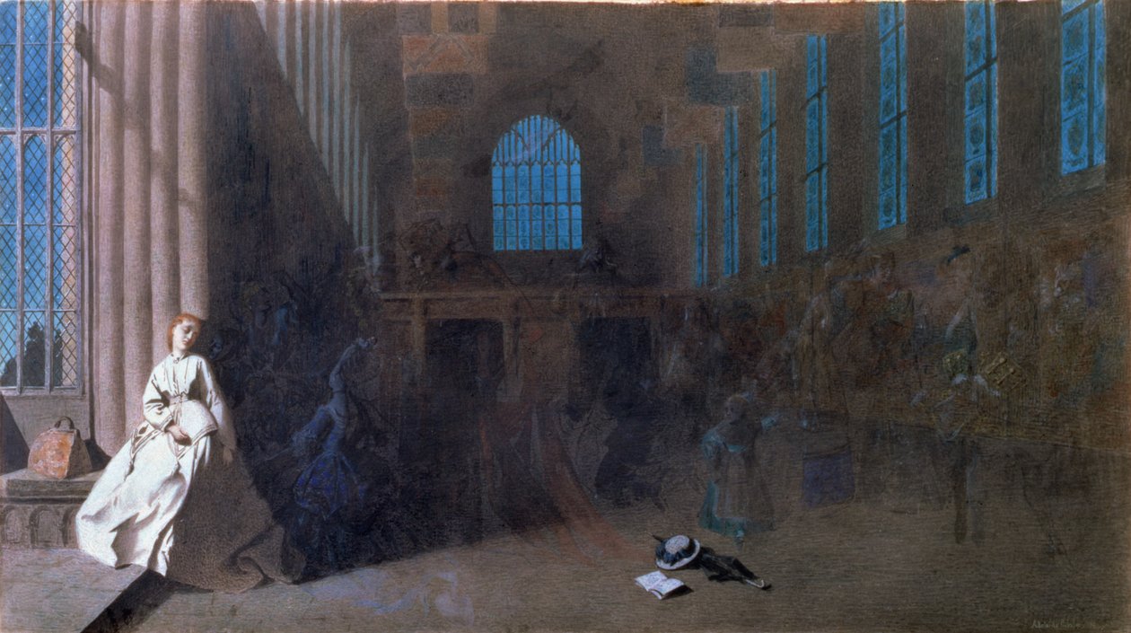 Marzenia z przeszłości, Hampton Court (akwarela na papierze) autorstwa Adelaide Claxton