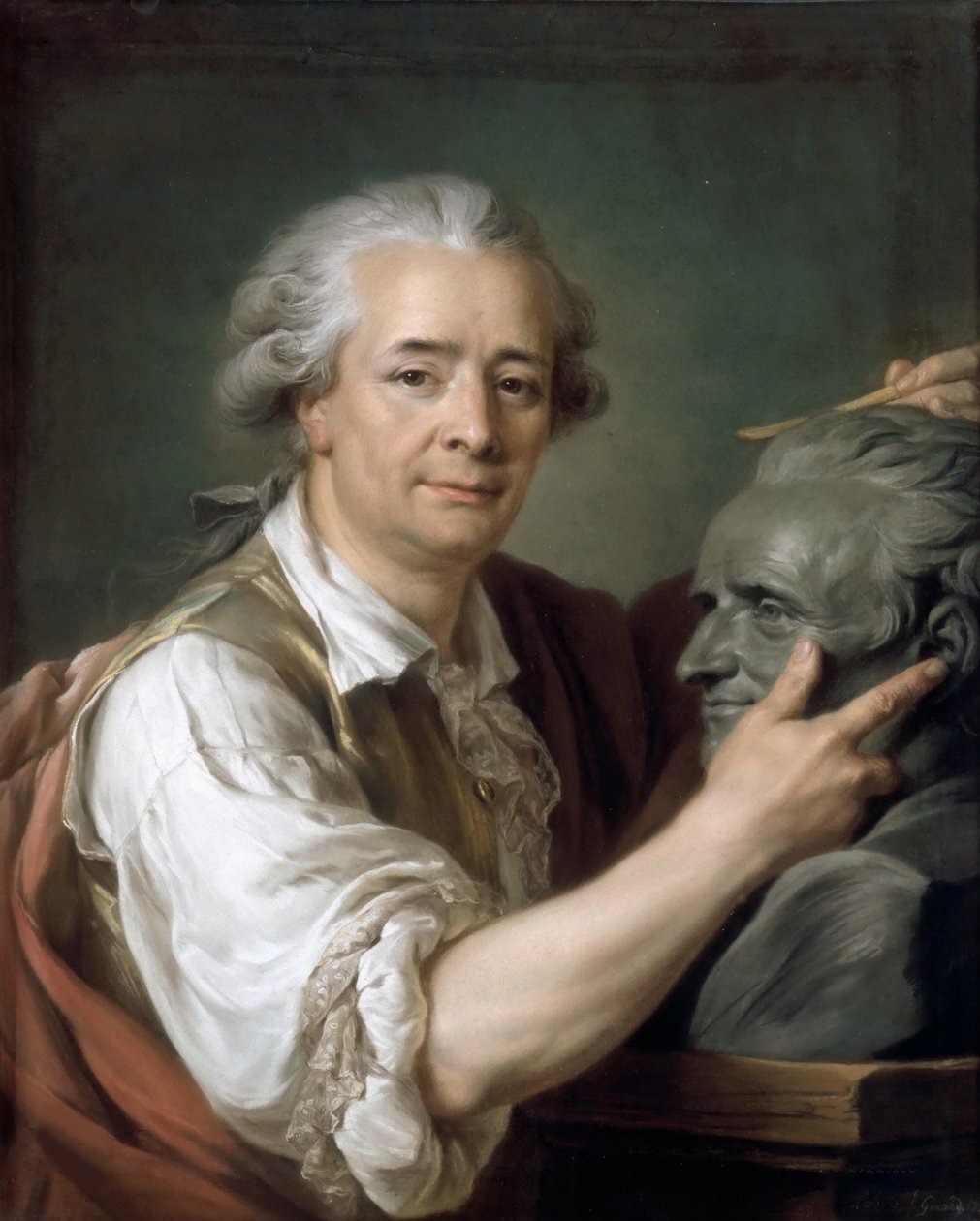 Augustin Pajou 1730-1809 rzeźbi popiersie swojego nauczyciela Lemoyne