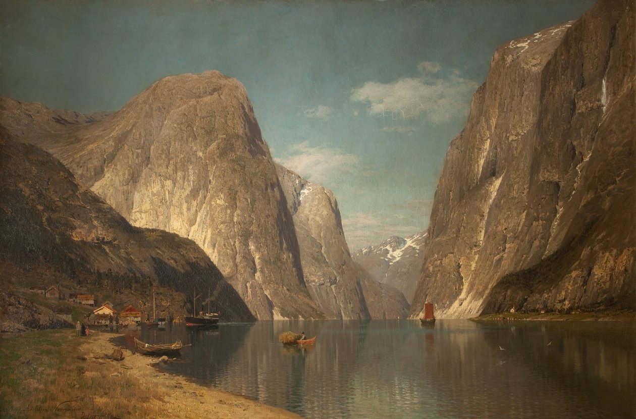 W górę fiordu Sogne, niedaleko Gudangen, 1876 autorstwa Adelsteen Normann