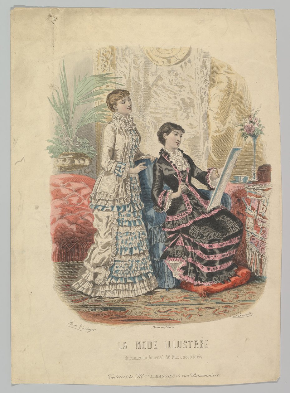 Toalety pani L. Massieu, z La Mode Illustrée, 1881 autorstwa Adèle Anaïs Colin