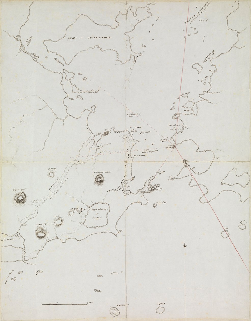 Mapa portu w Rio de Janeiro, Brazylia, ok. 1849 (pióro, tusz) autorstwa Admiral Sir Edward Gennys Fanshawe
