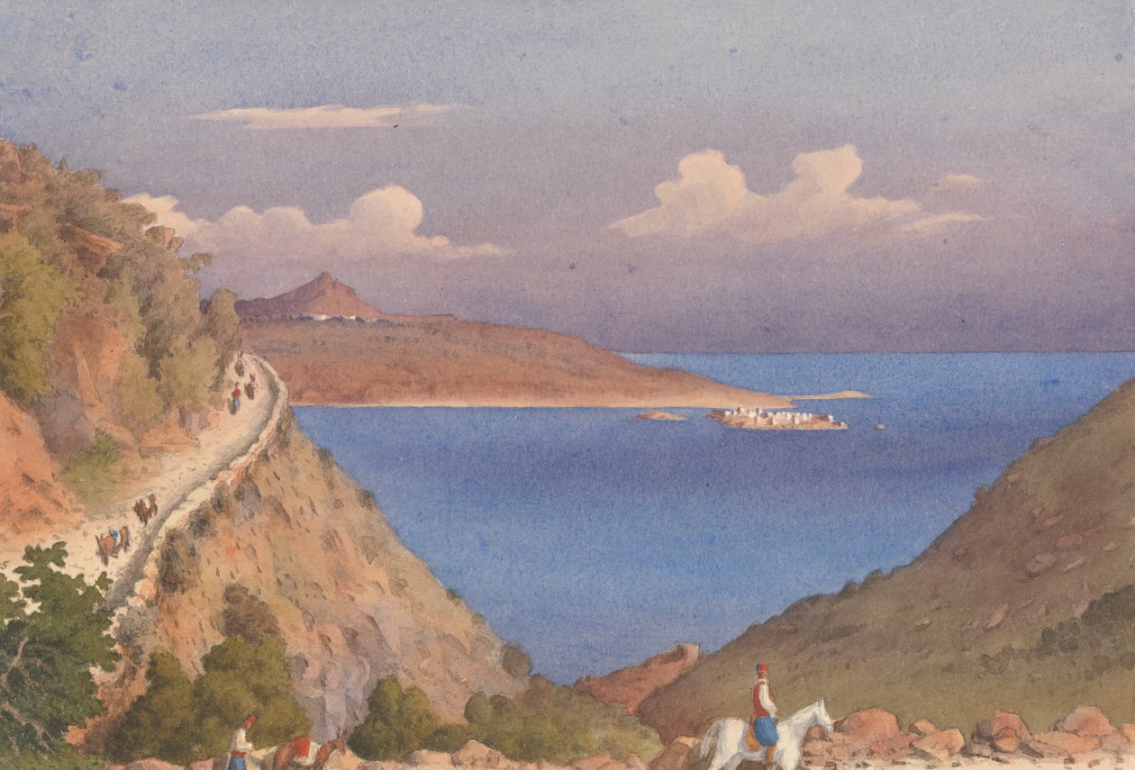 "Fort Suda [Souda] i wejście do zatoki Suda, Candia [Kreta], 24 października 1857 r. autorstwa Admiral Sir Edward Gennys Fanshawe
