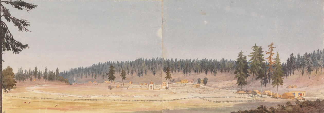 "Grass Valley, niedaleko Nevada City, Kalifornia, 18 września 1851". 18th 1851 autorstwa Admiral Sir Edward Gennys Fanshawe