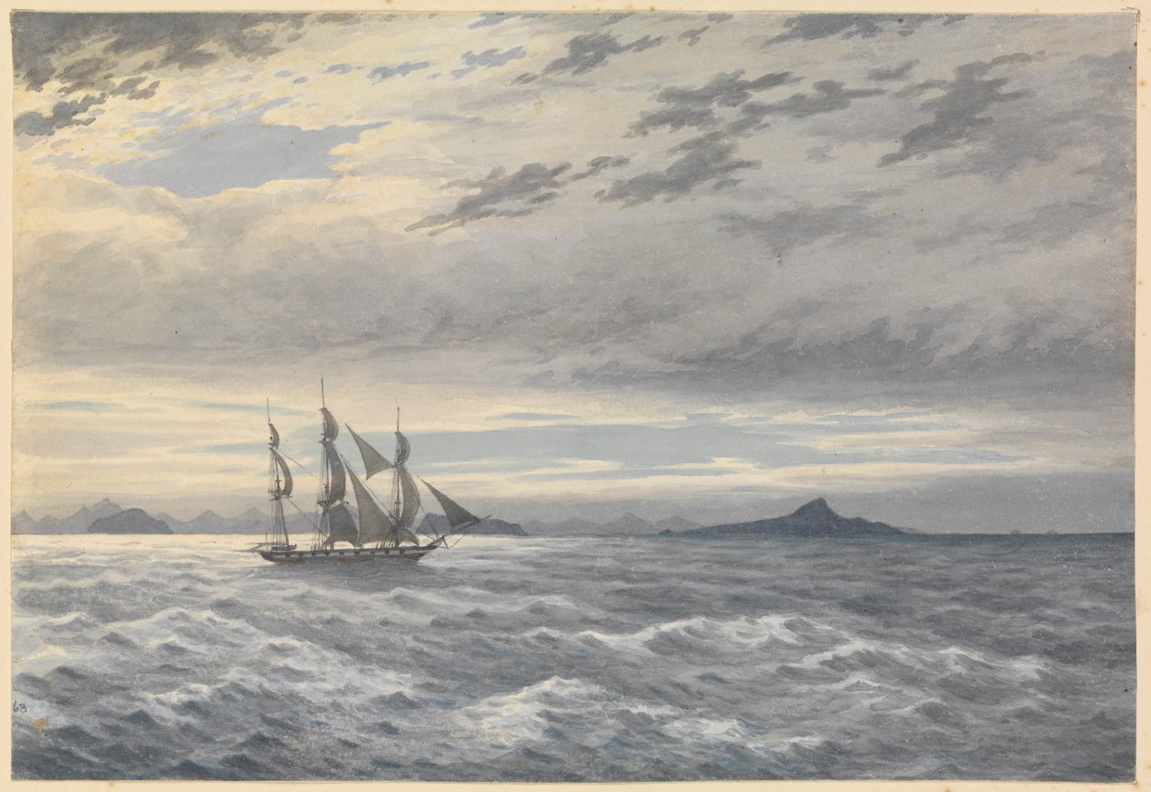 HMS "Daphne" u Przylądka Horn, 28 maja 1852 r. (akwarela) autorstwa Admiral Sir Edward Gennys Fanshawe