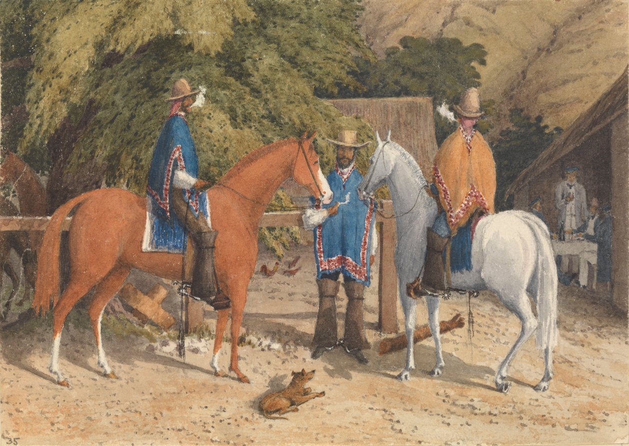 "Rancho w Concon, między Valparaiso i Quillota, 14 stycznia 1850 [Chile]". autorstwa Admiral Sir Edward Gennys Fanshawe