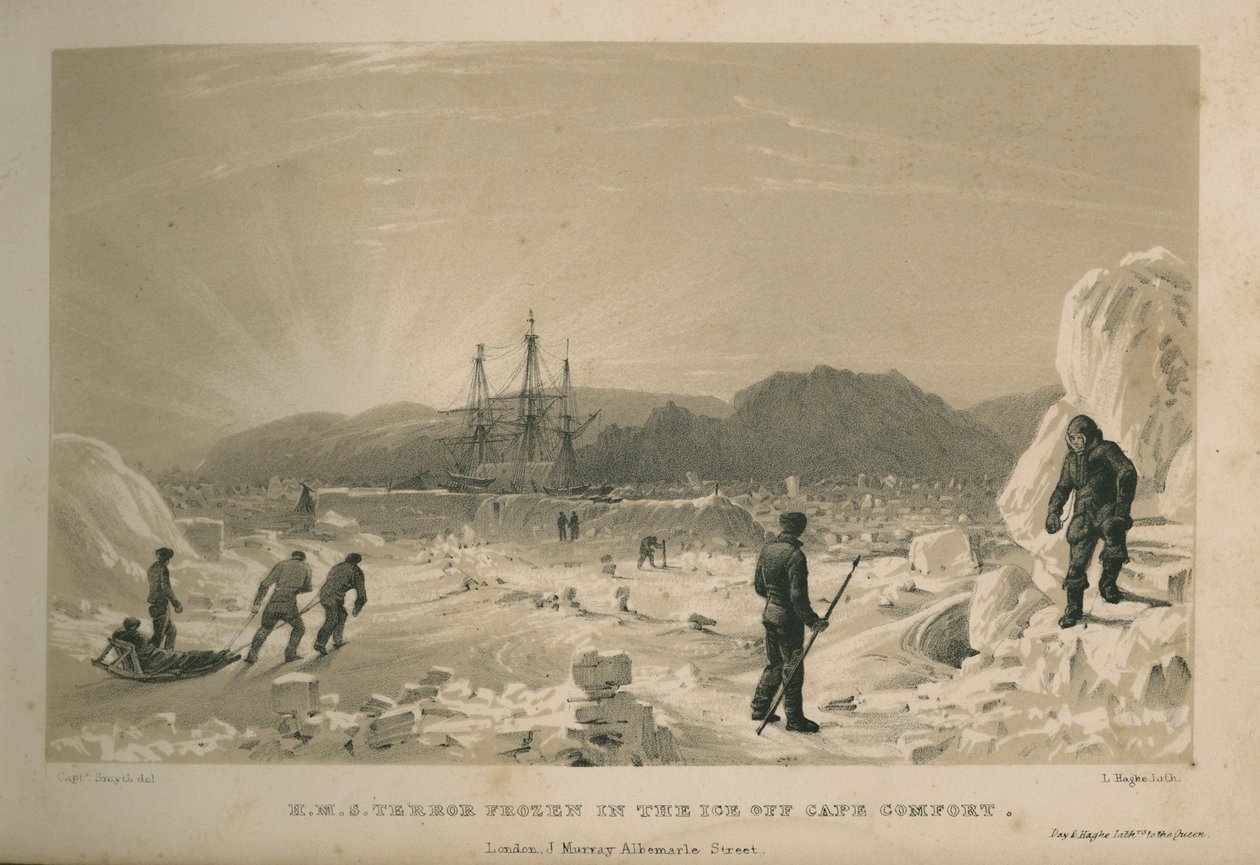 HMS Terror zamrożony w lodzie u wybrzeży Cape Comfort autorstwa Admiral William Henry Smyth