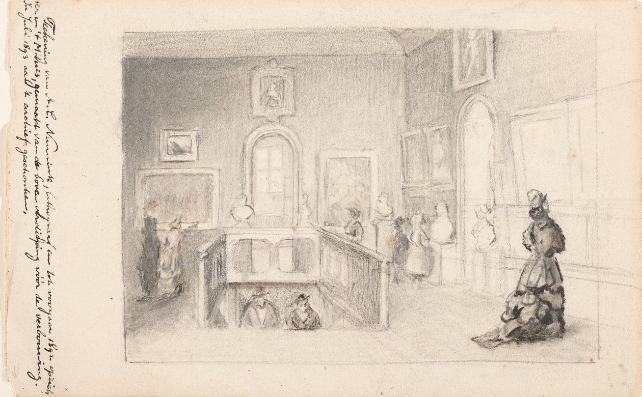 Odwiedzający w Trapzaal w Mauritshuis autorstwa Adolf Carel Nunnink