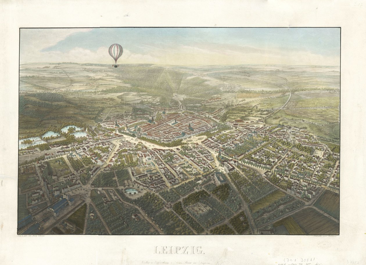 Mapa ptaków Lipsk 1850. autorstwa Adolf Eltzner