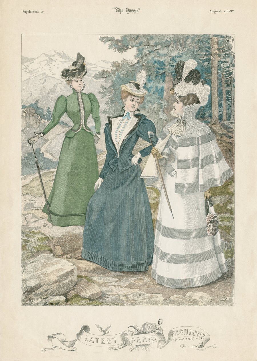 Najnowsze paryskie mody, ilustracja z Królowej, 7 sierpnia 1897 r. autorstwa Adolf Karol Sandoz