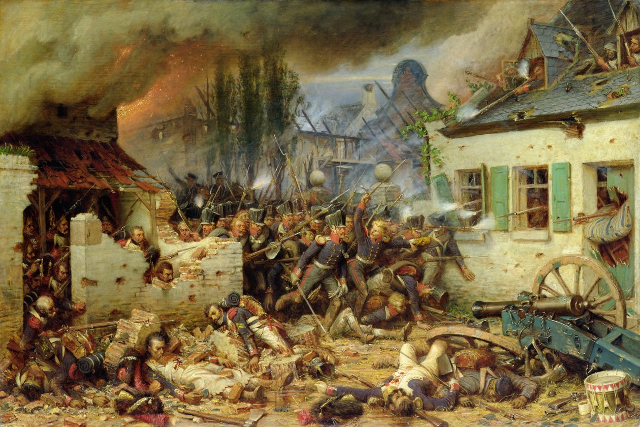 Atak na Prusaków w Plancenoit w bitwie pod Waterloo, 1863 autorstwa Adolf Northern
