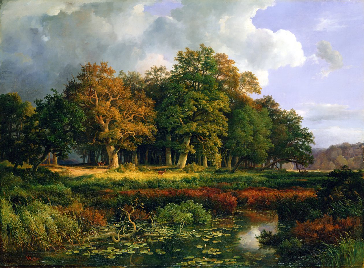 Stangenmuhlengrund w Sachsenwaldzie, 1852 r. autorstwa Adolf Vollmer
