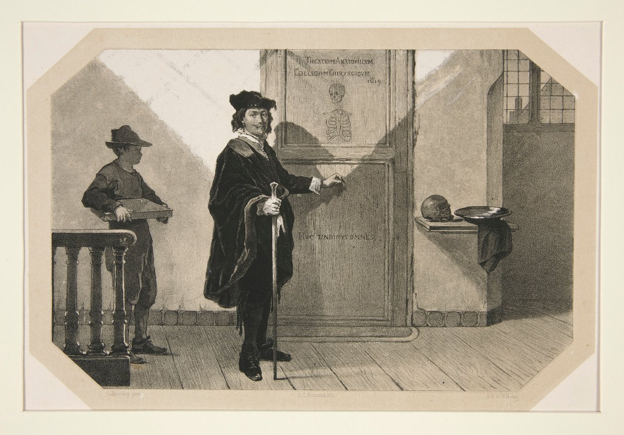 Rembrandt w drodze na lekcję anatomiczną dr Tulp autorstwa Adolf Carel Nunnink