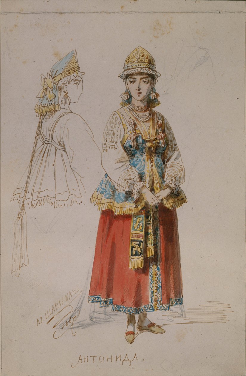 Projekt kostiumu do opery Życie za cara M. Glinki, 1867 autorstwa Adolf Charlemagne