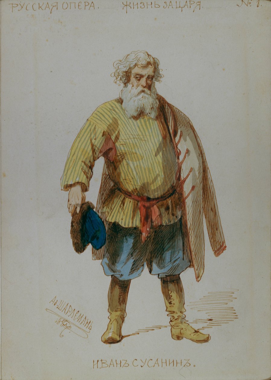 Projekt kostiumu do opery Życie za cara M. Glinki, 1887 autorstwa Adolf Charlemagne