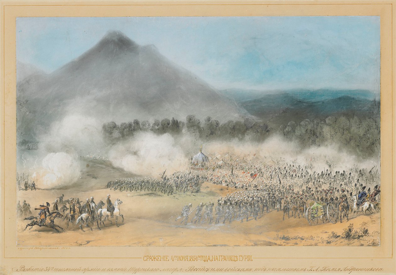 Bitwa nad rzeką Choloki, na granicy Gurii 4 czerwca 1854 r. 1854. autorstwa Adolf Charlemagne