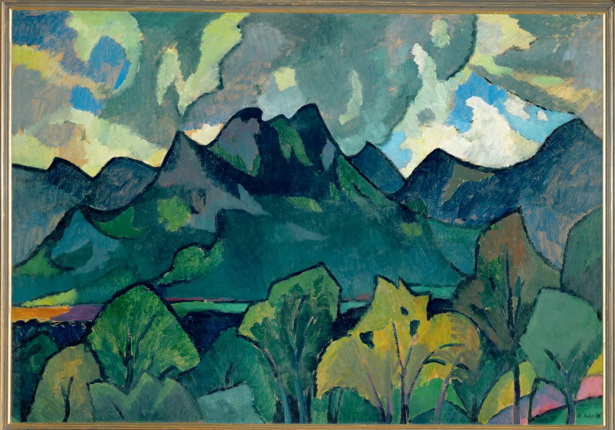 Bawarski krajobraz górski w pobliżu Brannenburga autorstwa Adolf Erbsloh