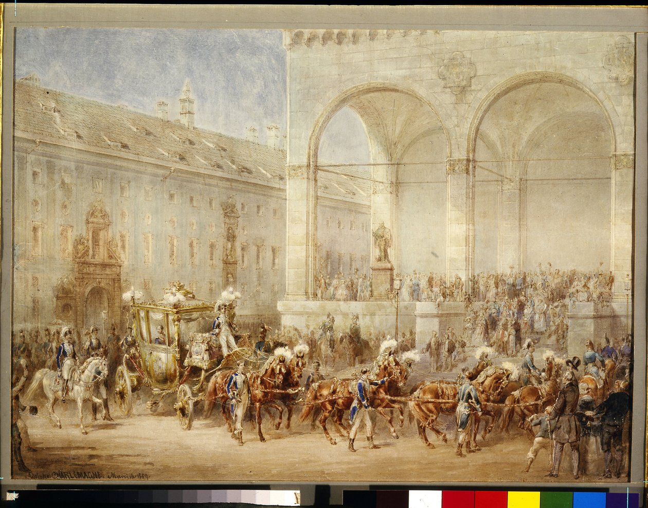 Ceremonia wyjazdu cesarza Mikołaja I (Nicolai Pavlovich Romanov autorstwa Adolf Jossifowitsch Charlemagne