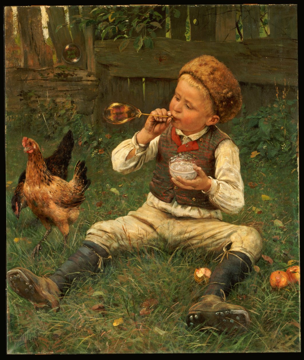 Dmuchanie baniek, 1885 autorstwa Adolf Lins