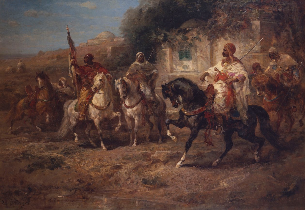 Arabscy jeźdźcy przy fontannie autorstwa Adolf Schreyer