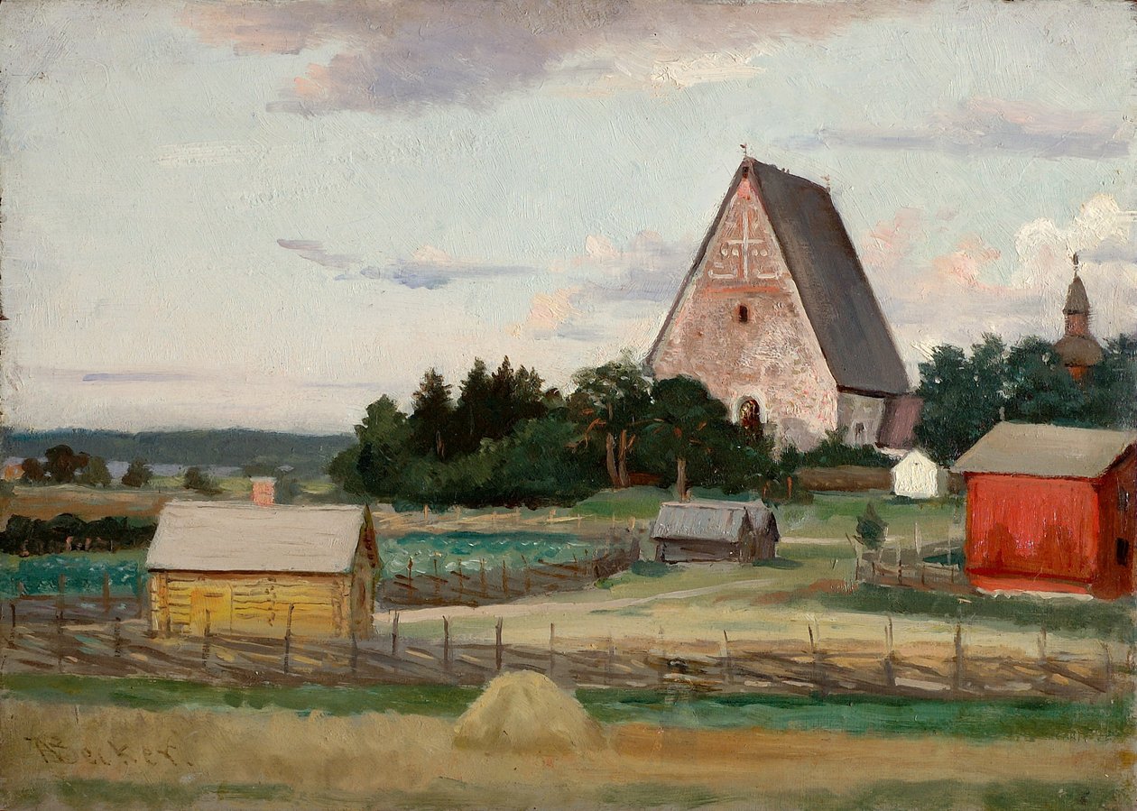 Kościół Lohja, szkic autorstwa Adolf von Becker