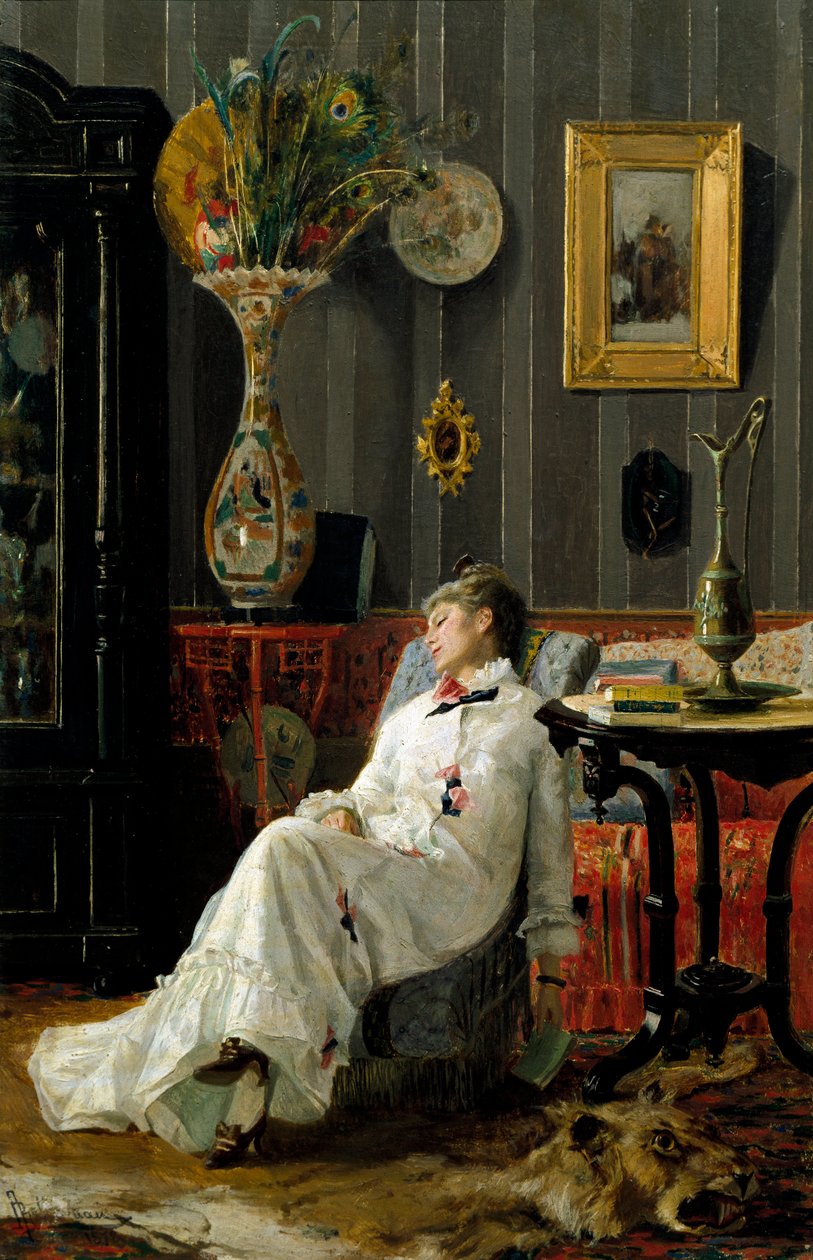 Drzemka. Obraz Adolfo Belimbau (1845-1938) autorstwa Adolfo Belimbau
