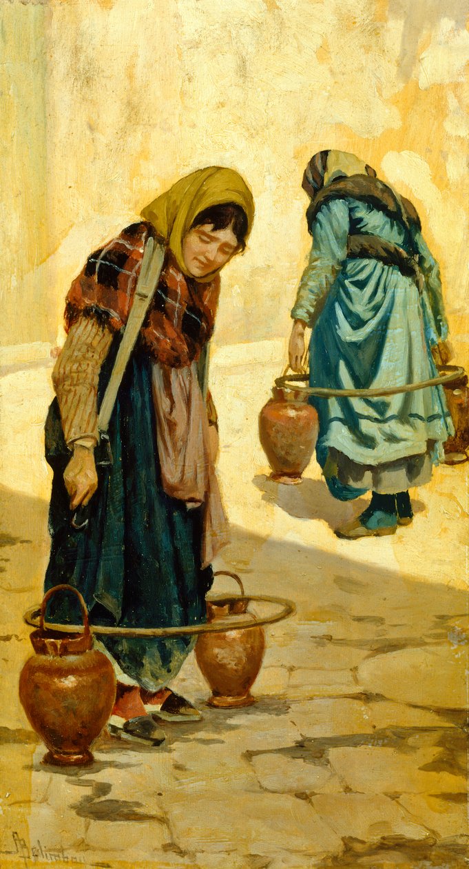 Nośniki wody Adolfo Belimbau (1845-1938), olej na desce, 33x18 cm, ok. 1881 autorstwa Adolfo Belimbau